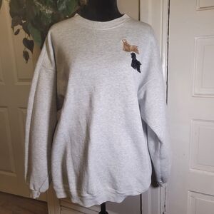 Vtg Hanes Crewneck W Embroidered Dogs